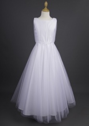 White Glitter Tulle Crystal Communion Dress - Cassidy by Millie Grace